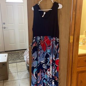 Navy and floral maxi dress XL
